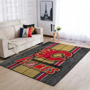 Calgary Flames Nhl Team Logo Type 7713 Rug Living Room Home Decor Area Carpet