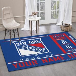 Customizable New York Rangers Wincraft Personalized Nhl Type 7720 Rug Area Carpet Home Decor Living Room