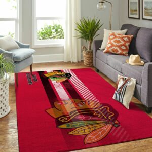 Chicago Blackhawks Nhl Team Logo Nice Type 7738 Rug Home Decor Living Room Area Carpet