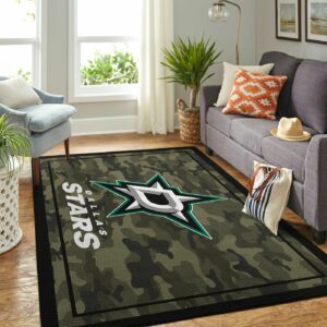 Dallas Stars Nhl Team Logo Camo Type 7755 Rug Living Room Area Carpet Home Decor