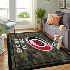 Carolina Hurricanes Nhl Team Logo Camo Style Custom Type 7802 Rug Living Room Area Carpet Home Decor