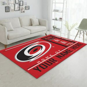 Customizable Carolina Hurricanes Wincraft Personalized Nhl Type 7812 Rug Home Decor Living Room Area Carpet