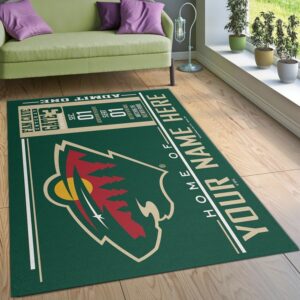Customizable Minnesota Wild Wincraft Personalized Nhl Type 7876 Rug Area Carpet Living Room Home Decor